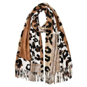 2624 Winter Scarf For Women Leopard Printed Scarf Thicked Cashmere With Tassle